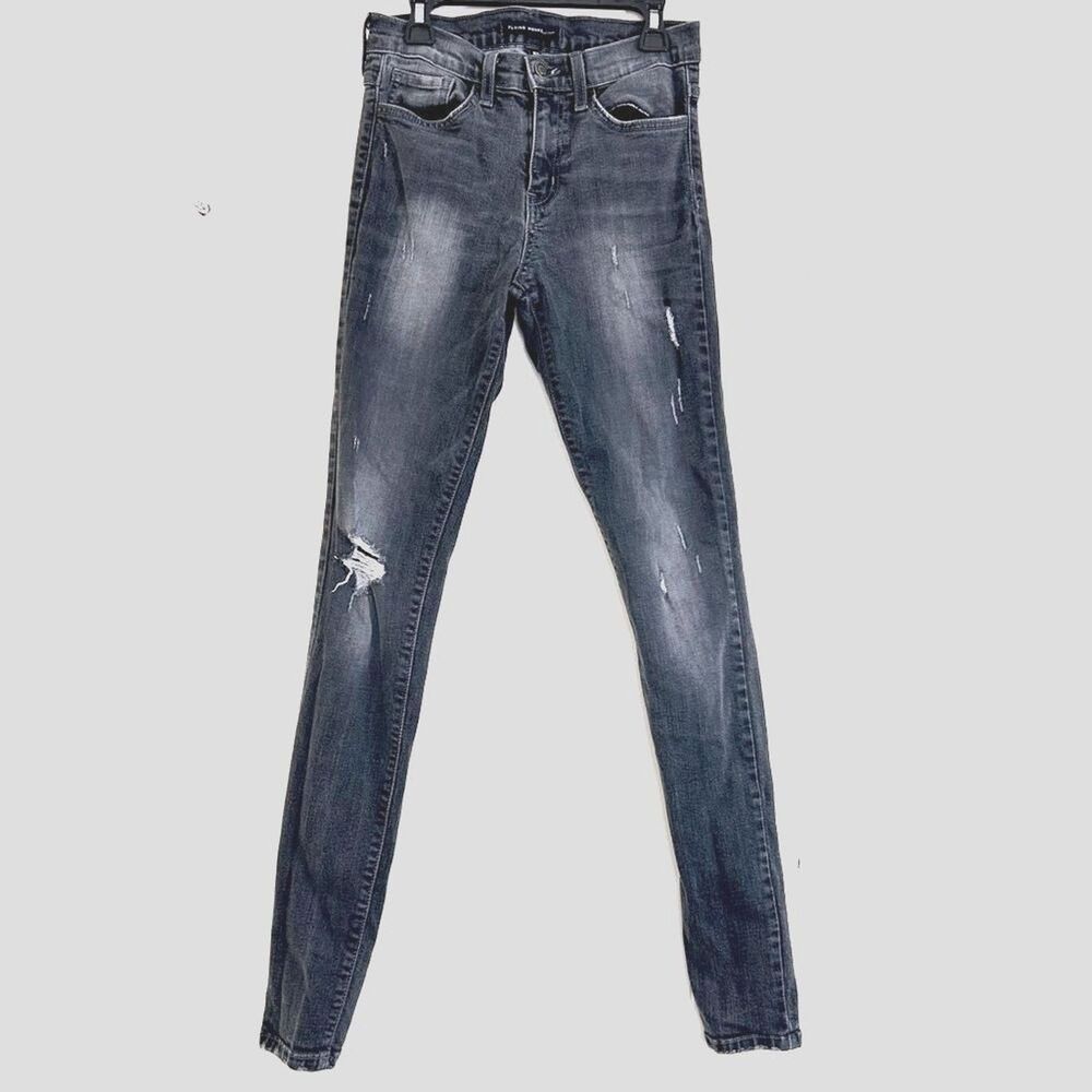 Flying Monkey Skinny Jeans Size 26 Wash Black Denim Distressed Stretch Jeans